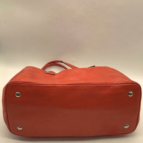 Coach Signature Patent ~STUNNING Salmon COLOR~Kisslock Purse Handbag F15658 - Picture 5 of 14